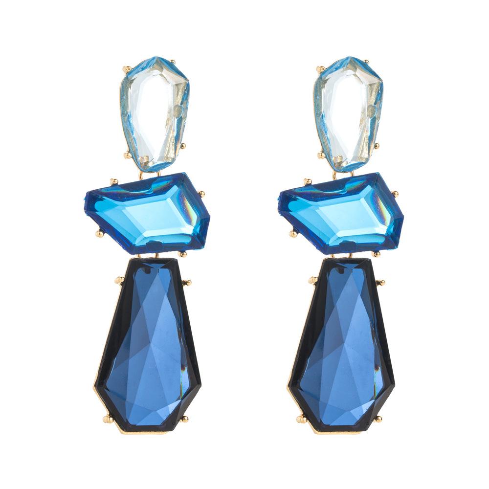 Irregular Geometric Polygon Earrings, with Exaggerated and Long Design, Multi-layered Alloy Resin Ear Accessories