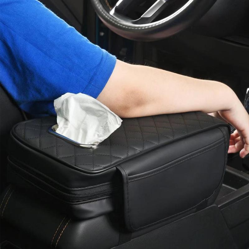 1pc Car Center Console Arm Rest Height Pad Storage Box Memory Foam Armrest Protection Mat with Tissue Pocket Auto Accessories