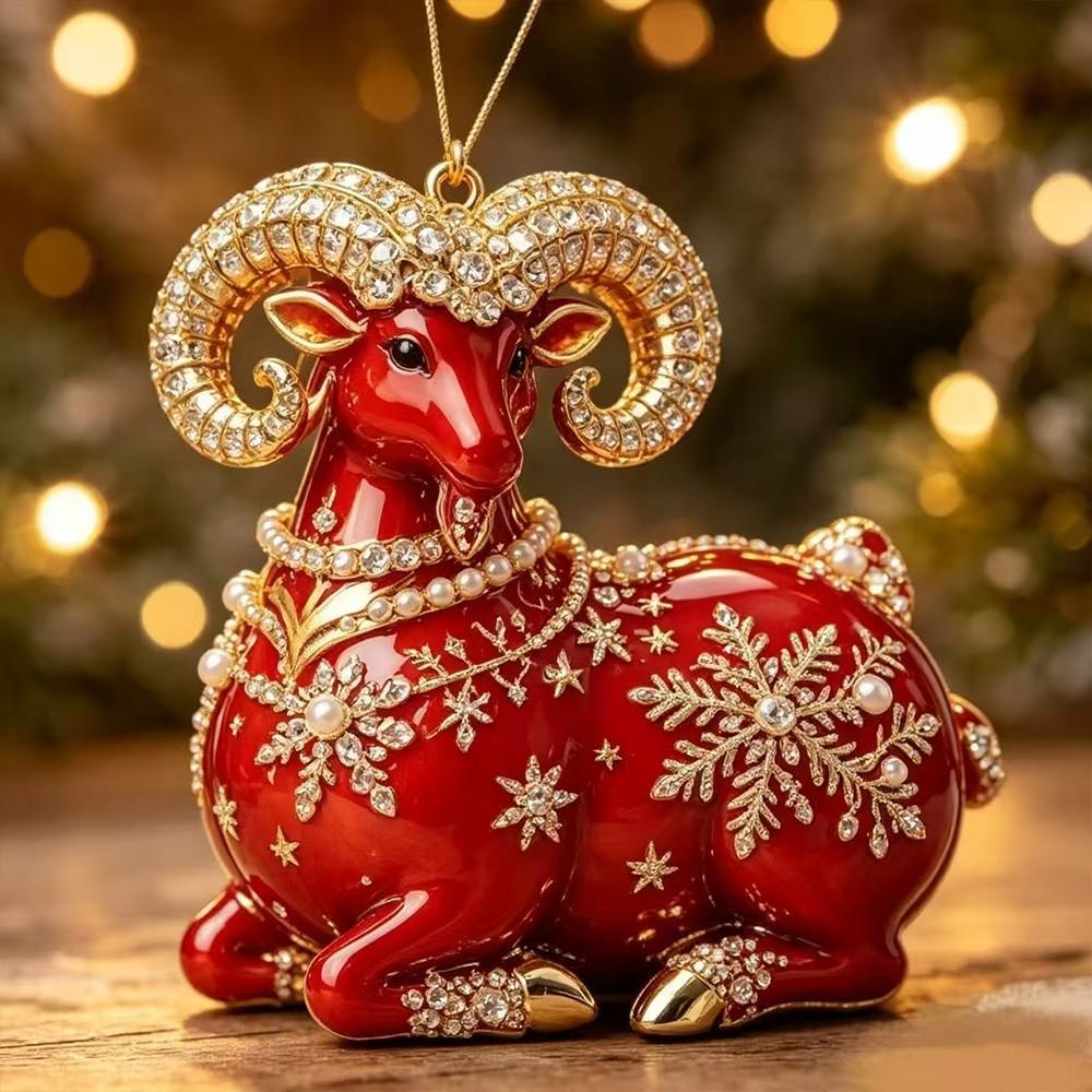 Acrylic Goat Pendant Shining Animal Hanging Decoration Zodiac Goat Souvenir  Holiday Party Decor