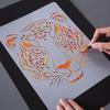 Plantilla DIY de Pintura de Rascar con Temática de Animales y Regla Creativa de Encaje