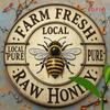 Rustic Metal Bee Wall Decor Vintage Farmhouse Honeybee Sign Iron Hanging Plaque 7.87 Inch Art for Kitchen Garage Outdoor