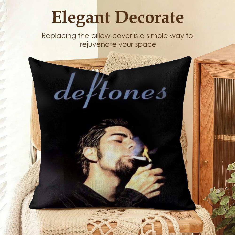 Band DDeftones Cushion Cover Natural Linen Organic Fabric DoubleSided Printing Sofa Home Decor Gift Pillow Case