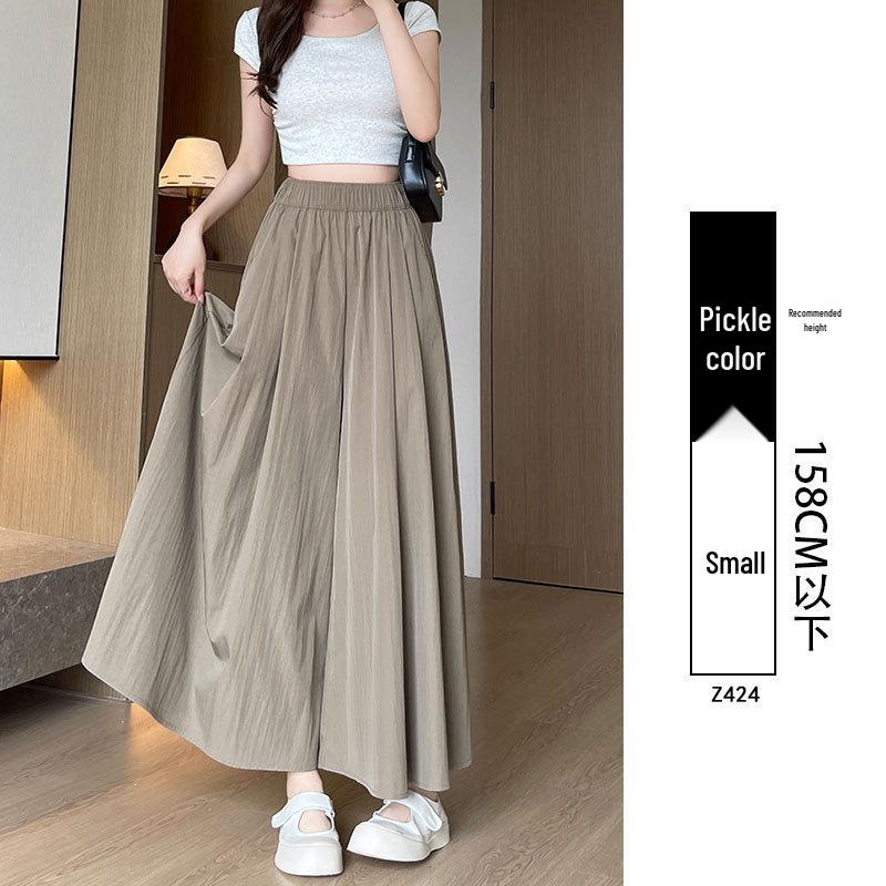 Yamamoto Women's High Waist A-Line Midi Culottes - Summer 2025 Ice Silk Casual Wide Leg Pants