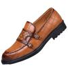 Men Loafers Double Monk Strap Slip on Fashion Casual Penny Footwear Business Wedding Evening PU Leather Pointed Toe Dress Shoes