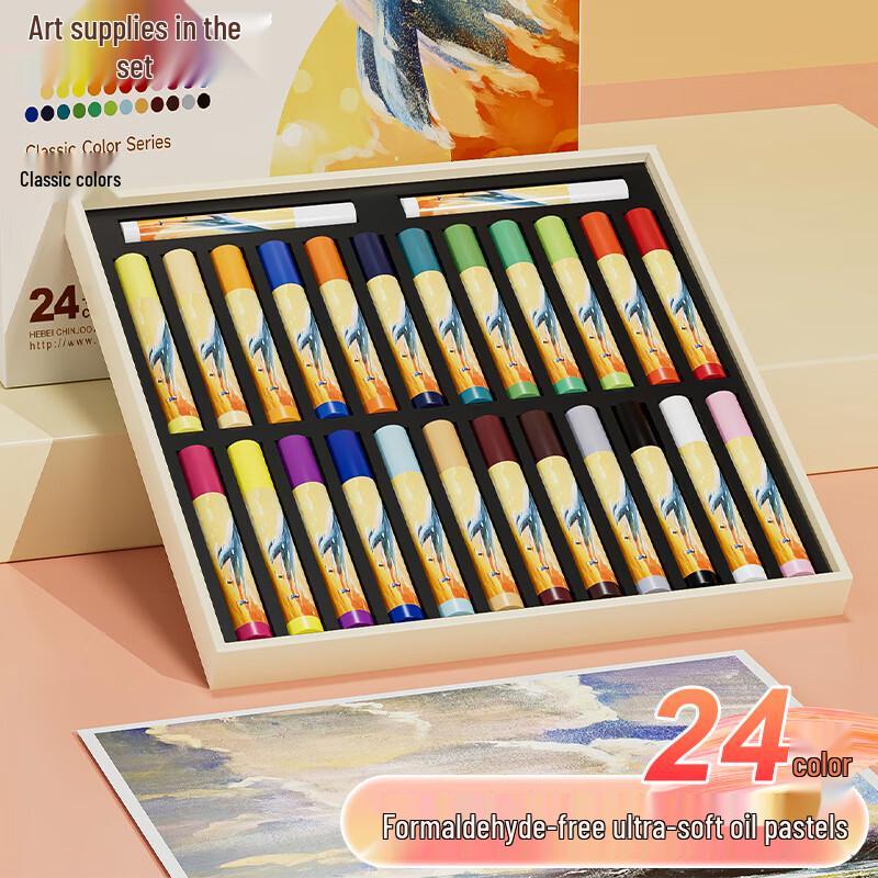 CHINJOO 24-цветные моющиеся ультрамягкие масляные пастели 1 Box