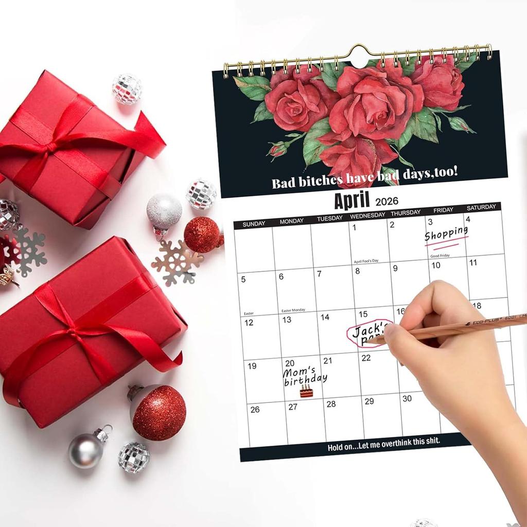 2026 Calendar for Tired Women | Fuck It Wall Calendar 2026,Spiral Binding Hanging Calendar for Home Office 11" x 8.5" | Gag Gift for Tired
