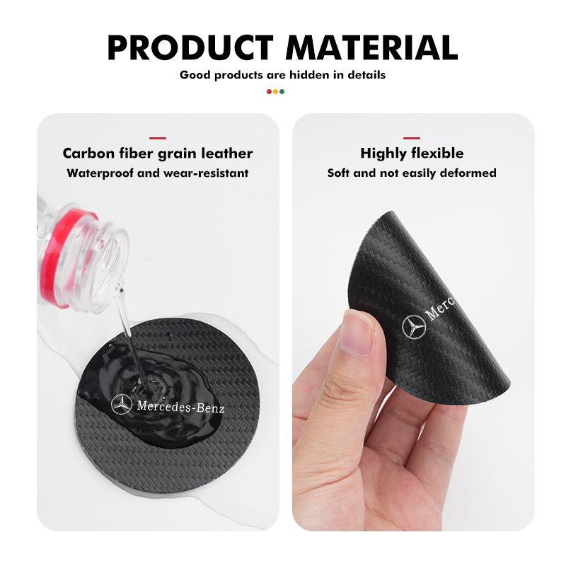 For Benz 2pcs Car Style Coaster Mat Carbon Fiber Cup Holder Mat Non-slip Accessories CLS SLK Sport ML C200 C260 C300 W205 CITAN