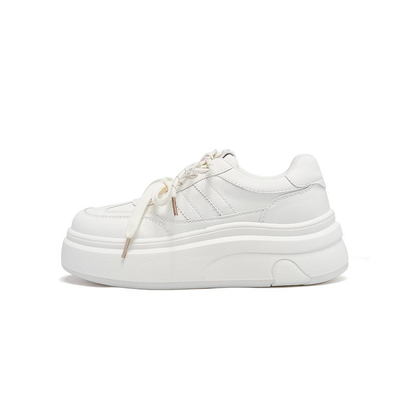 Augustine platform white shoes women's 2025 new summer lightweight flat baseplate shoes small muffin sneakers