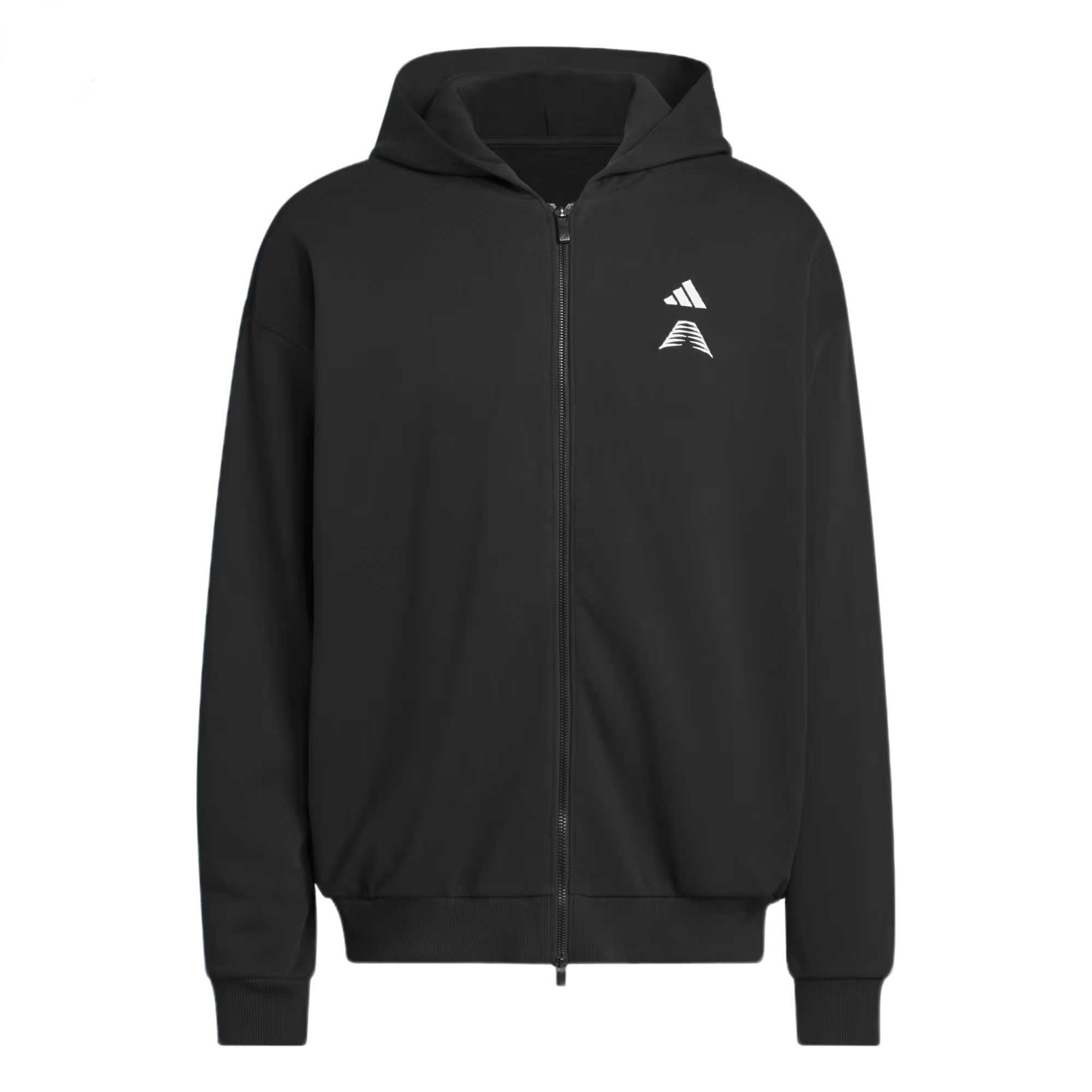 Adidas Sweatshirts Unisex Black Hooded Moderate Cardigan KF3243 M