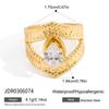 New Trend Stainless Steel Zircon Rings for Women Non-Tarnish Waterproof Jewelry Irregular Geometric Open Adjustable Ring
