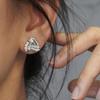 Graceful Silver Color Stud Earrings Fashion Lady Engagement Jewelry Chic Bright Cubic Zirconia Accessories for Wedding