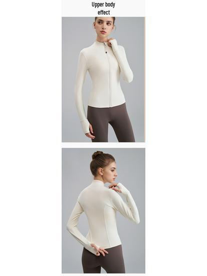 Nude Feel Women's Slim Fit Long Sleeve Yoga Jacket: Stand Collar, High-End Autumn/Winter Fitness Apparel