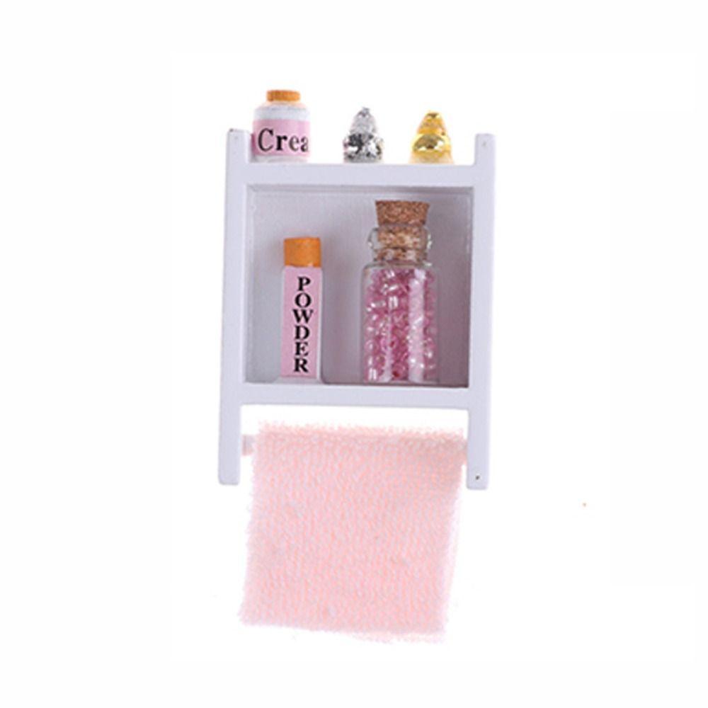 Accessories Scene Model Miniature Furniture Dollhouse Towel Rack Mini Cosmetics Shelf Bathroom Set