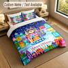 Set Biancheria da Letto 3 Pezzi Tema Viaggio Avventuroso Testo e Nome Personalizzati 1 Lenzuolo 2 Federe Biancheria da Letto per la Casa 1 pezzo