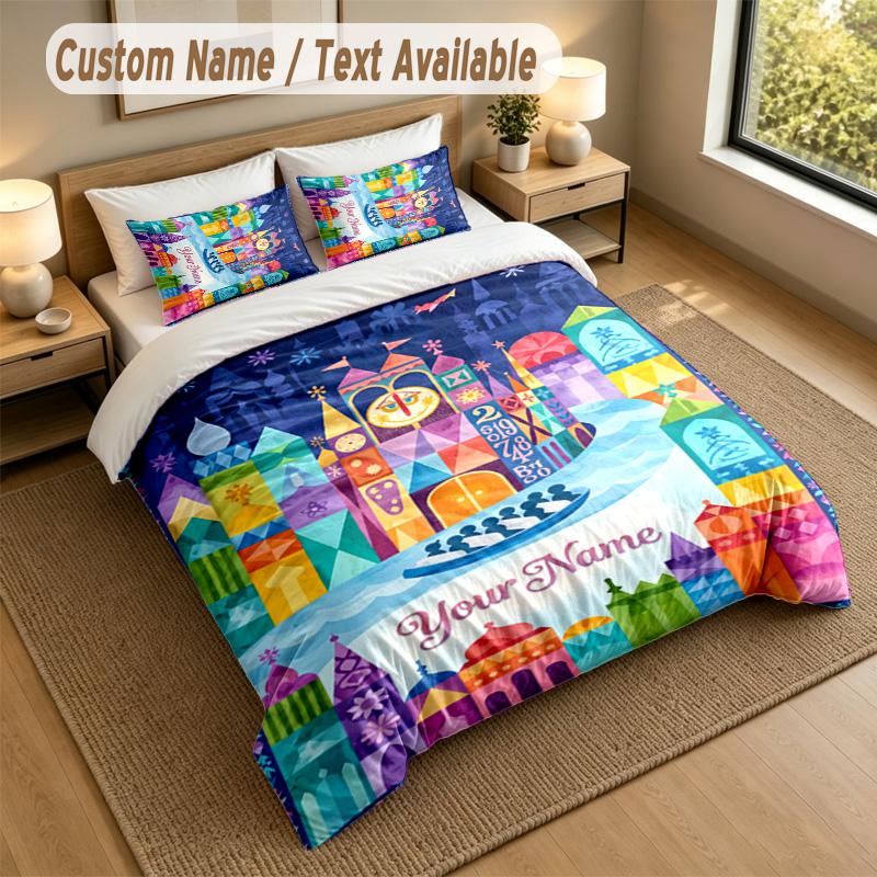 Set Biancheria da Letto 3 Pezzi Tema Viaggio Avventuroso Testo e Nome Personalizzati 1 Lenzuolo 2 Federe Biancheria da Letto per la Casa 1 pezzo