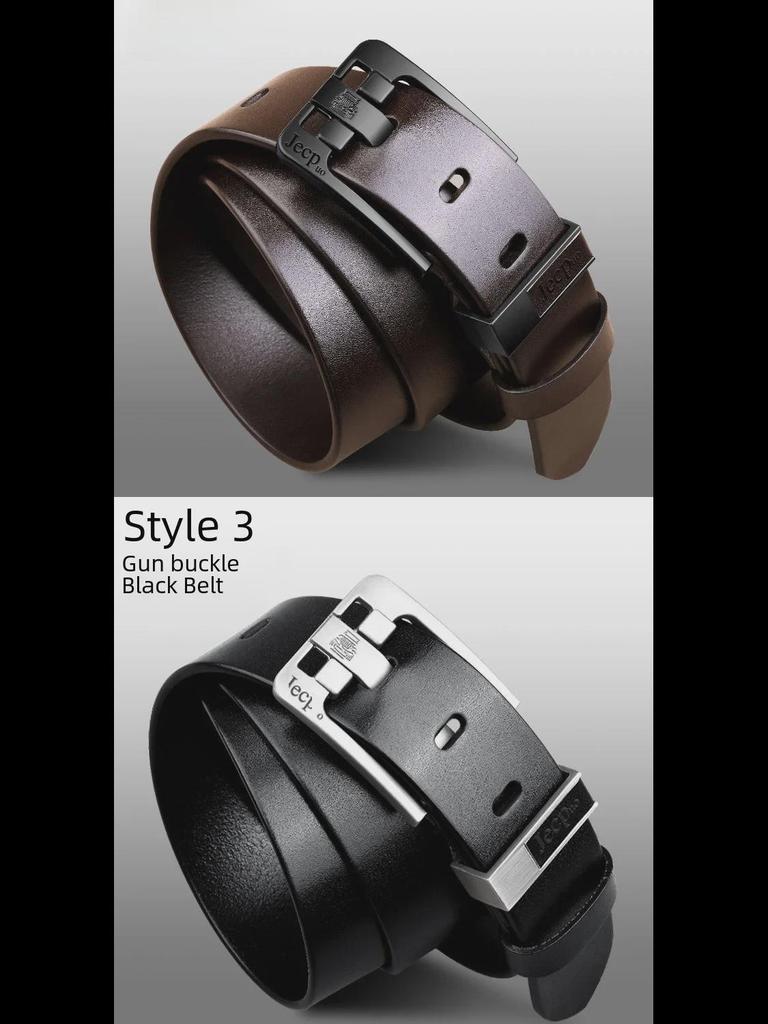 Jeepuo Men's Genuine Leather Pin Buckle Casual Belt, Korean Style