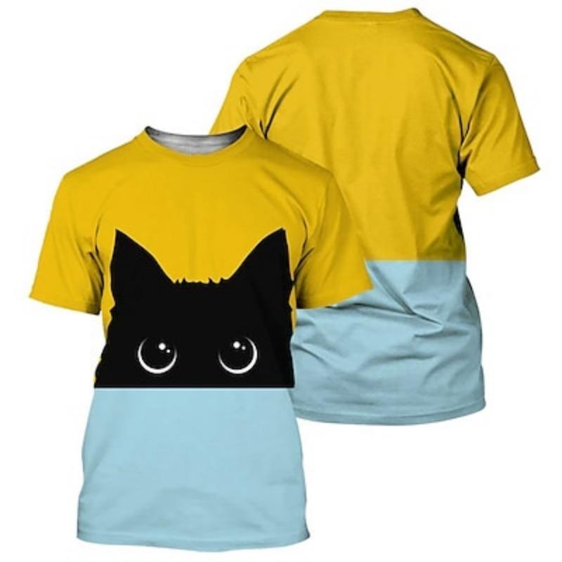 Men's Graphic Animal Cat T-Shirt Short Sleeve Tee 3D Print Crew Neck Shirt Vintage Fashion Designer Outdoor Casual Daily Spring Summer Clothing