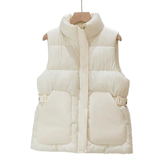 Down Puffer Vest For Women Stand Collar Sleeveless Puffer Jacket Casual Zipper