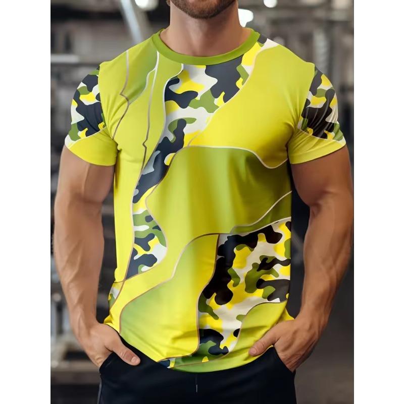 

Summer Short Sleeve Tshirt MenCasual Camouflage 3D Digital Print Men s Round Neck Short Sleeve Middle East 6XL