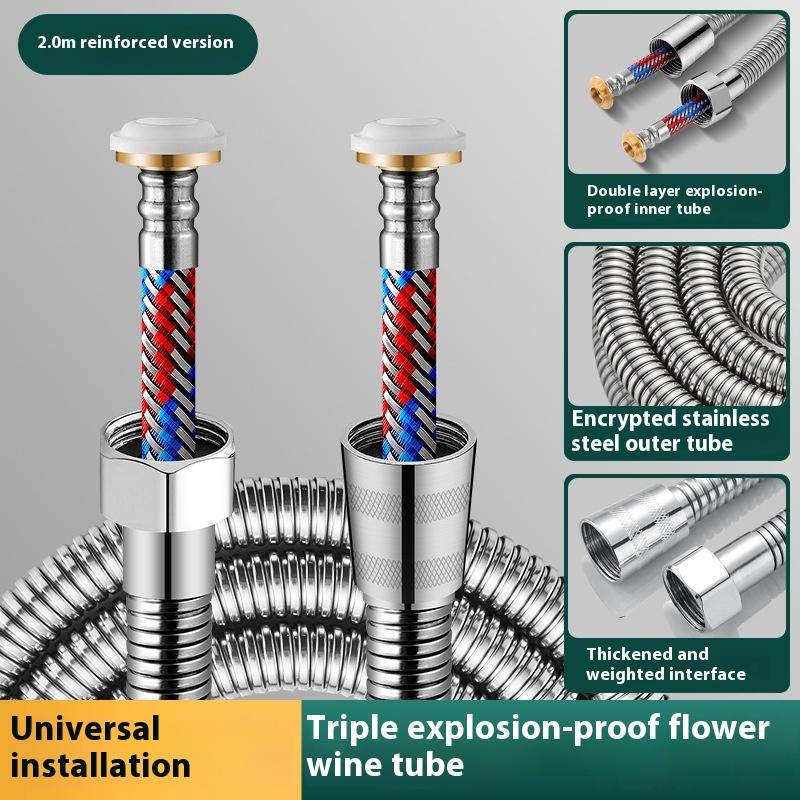 1 Piece Bathroom Accessories Shower Pipe Extension Soft Stainless Steel Braided Inner Tube 1.5/2M Long Flexible Shower Hose