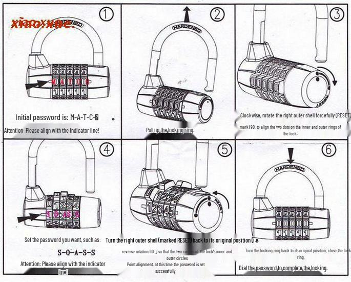 5-Digit Large Letter Combination Lock for Gym Lockers & Escape Rooms
