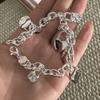 100% Solid 925 Sterling Silver Retro Bracelet for Women Men Vintage Handmade Wide Heavy Hollow Heart Bracelet Birthday Gift