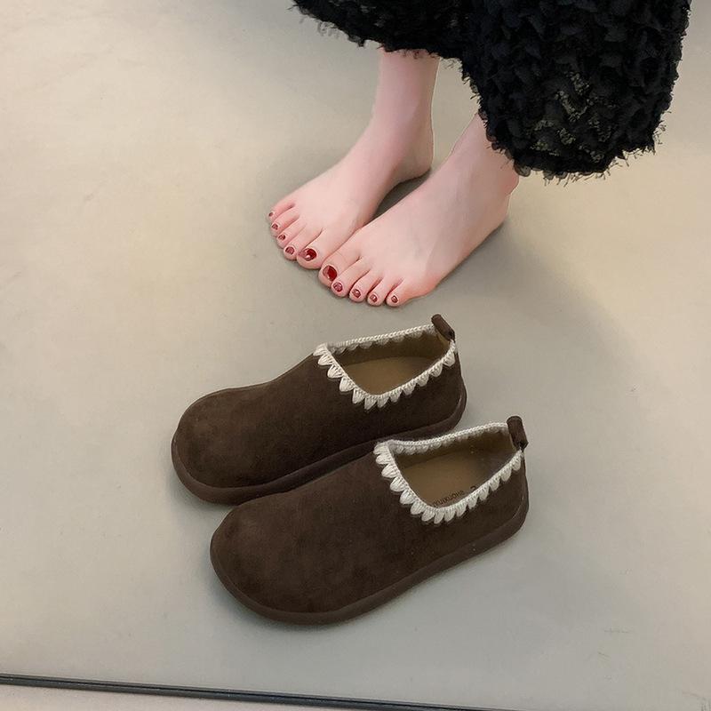 Retro Embroidery Thick-soled Women's Early Autumn New Outer Wear One Pedal Casual Versatile Bag Head Half Slippers