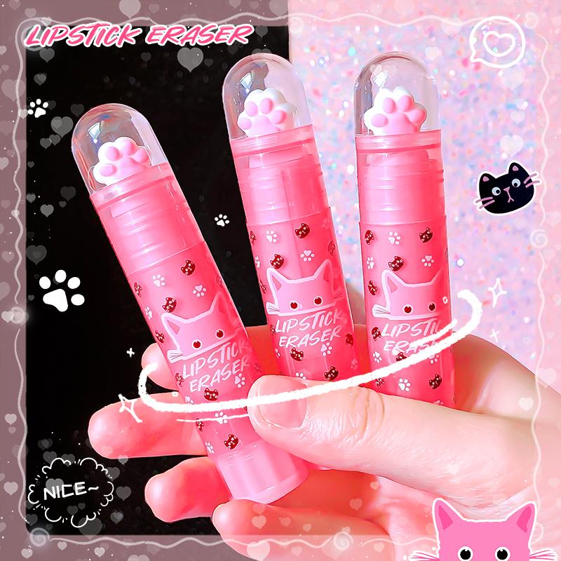 Kawaii Stationery items Aesthetic stationery supplies back to school acsesories Lipstick Eraser drawing rubber cute things