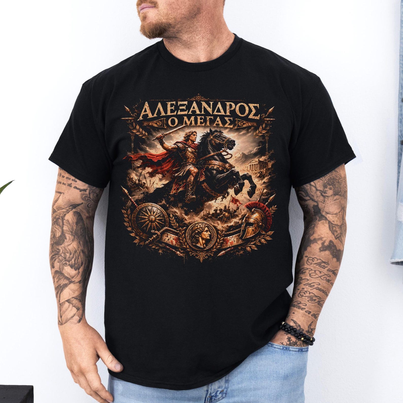Alexander the Great Shirt: Greek Warrior T-Shirt | Ancient Greece Unisex Tee | Hellenic History Fan Gift | Military History Buffs S