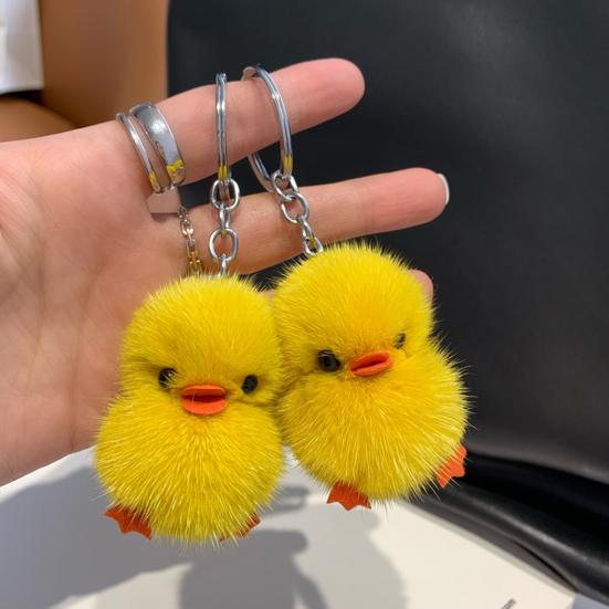 Keychain Soft Plush Duck Shape Portable Anti-Lost Key Holder Mobile Phone Chain Bag Hanger Backpacks Suitcases Hanging