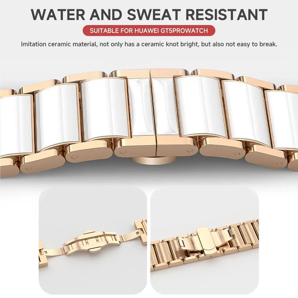 18mm Ceramic Strap for Huawei Watch GT6 GT5 GT4 41mm GT5 Pro 42mm Bracelet Durable Metal Butterfly Buckle Replace Wristband