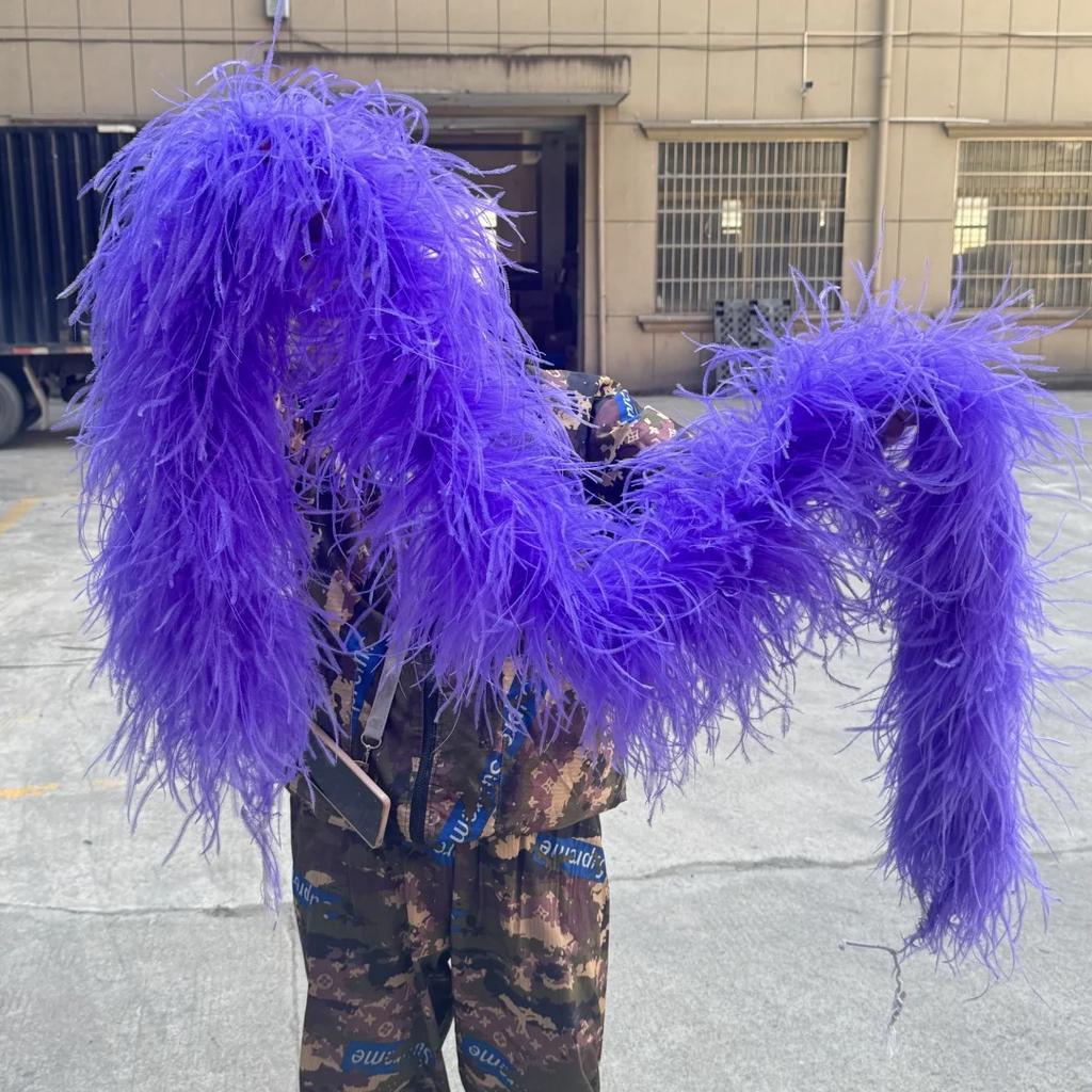 6/10 Layer Multicolor Ostrich Feather Boa 2Meters Fluffy Ostrich Plumes Shawl For Party Lady Dress Clothing Diy Decoration Scarf