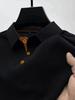 Camisa Polo Masculina de Malha Waffle Outono Primavera Manga Curta Texturizada Acabamento em Contraste Tops Casuais de Negócios para o Dia a Dia