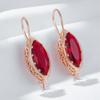 Shiny Red Natural Zircon Long Drop Earrings For Women Rhombus  Rose Gold Color High Quality Daily Fine Jewelry