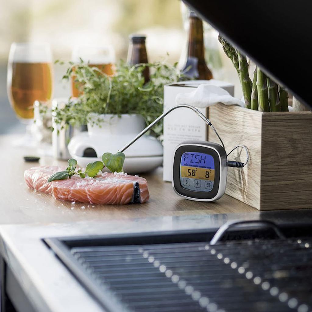 Termómetro de Cocina Digital Sonda Pantalla Táctil Carne Barbacoa Herramienta Medición Temperatura Alimentos Bistec Barbacoa Temporizador Herramientas Cocina 1PC