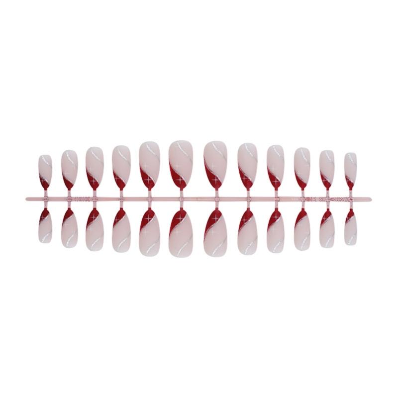 Press-On-Nagel Französischer Nagel Mandel-Nagelspitzen Künstlicher Nagel Vollabdeckung Falscher Nagel mit Designs Künstlicher Acrylnagel