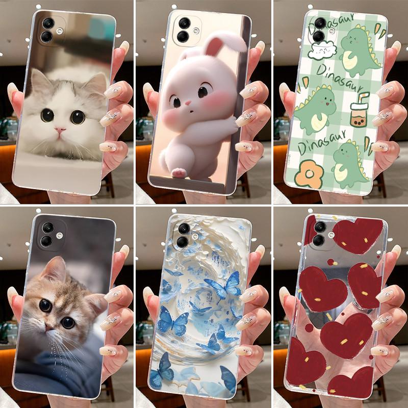 For Samsung Galaxy A04e A04 Case For Samsung A05 Coque Samsung A07 4G Capa Clear Silicon Soft TPU Back Cover Cute Cat Phone Case