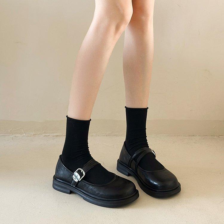 [Yushilai] Japanese Platform Mary Jane Shoes for Women's Spring 2025 New Fashion Muffin Versatile One Pedal