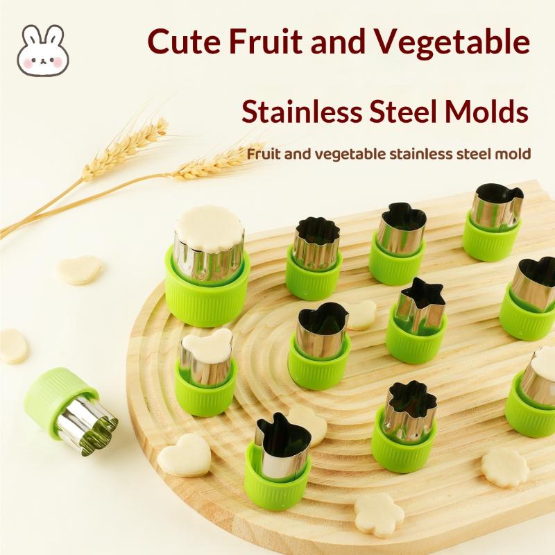 9Pcs/Stainless Steel Cookie And Vegetable Cutting Set Mini Fruit Cookie Embossing Molds Children'S Baking