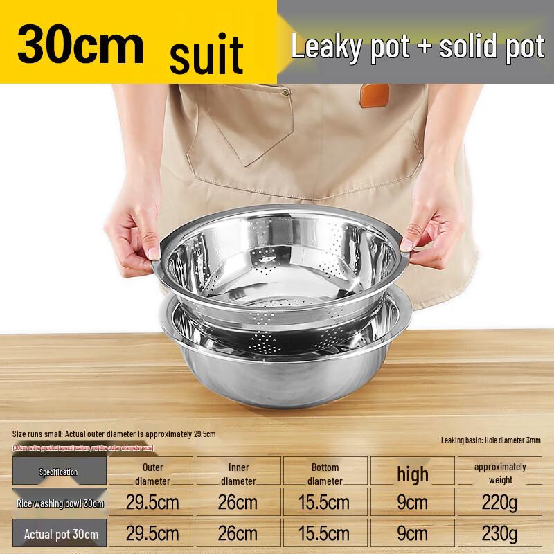 Handun 316 Stainless Steel Rice Washing & Drainer Basin Set