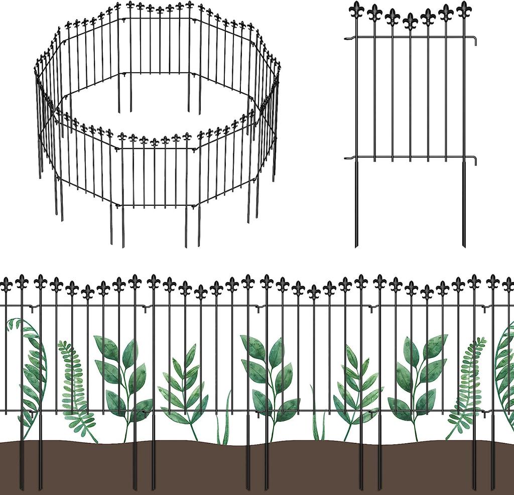 10ft Dekorativer Gartenzaun Tierbarriere Paneele Rostfrei für Hof Hundegrenze