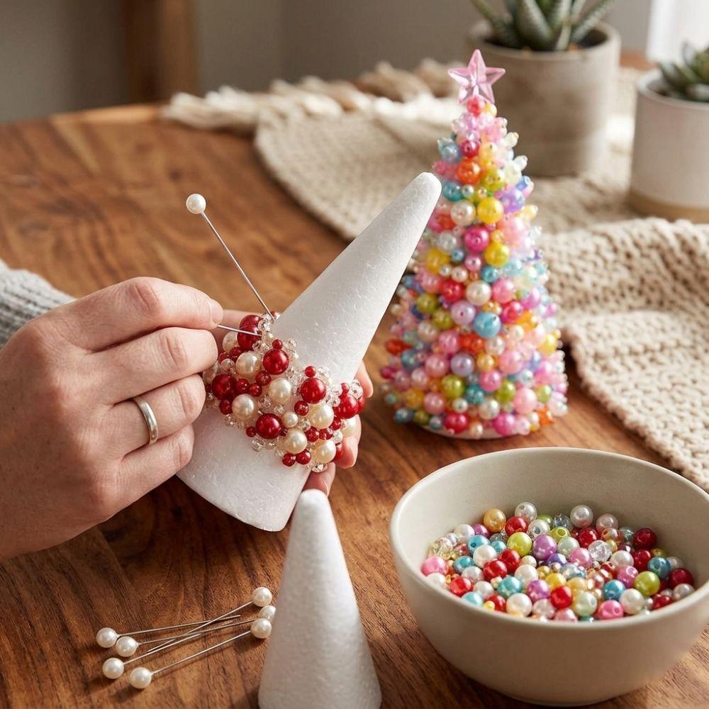 Colorful Christmas Tree Craft Kit Educational Mini Bead Weaving Set  Home Decoration