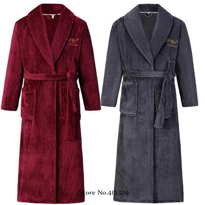 Coral Velvet Bathrobe Shower Kimono Robe Winter New Men's Home Wear Loose Thickened Pajamas