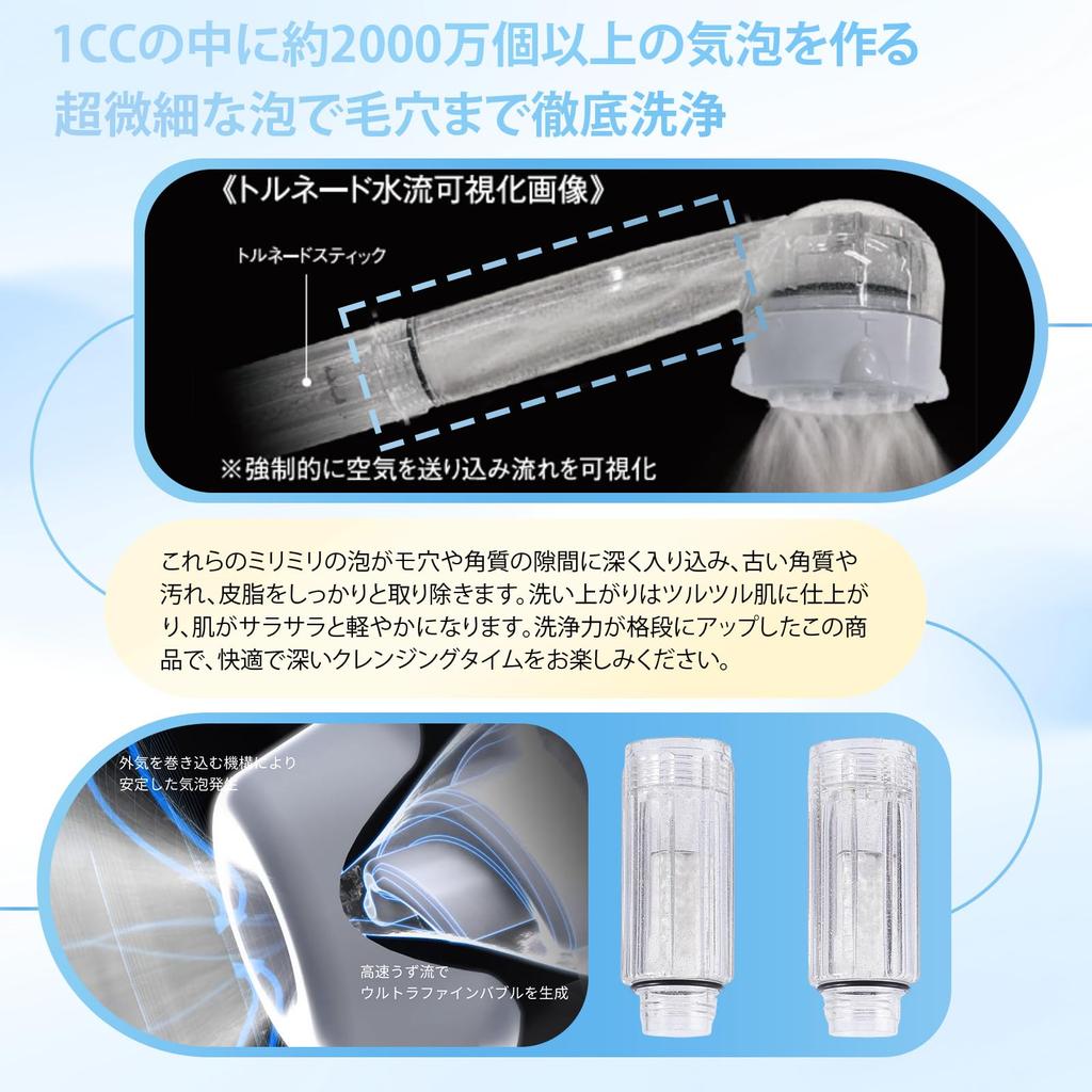 Tornado Stick Shower Water Filter Cartridge - Chlorine Removal, Eco-friendly Water Saving, Skin Beautifying Effect, Ultra-Fine Filter, Scalp Warmth, E