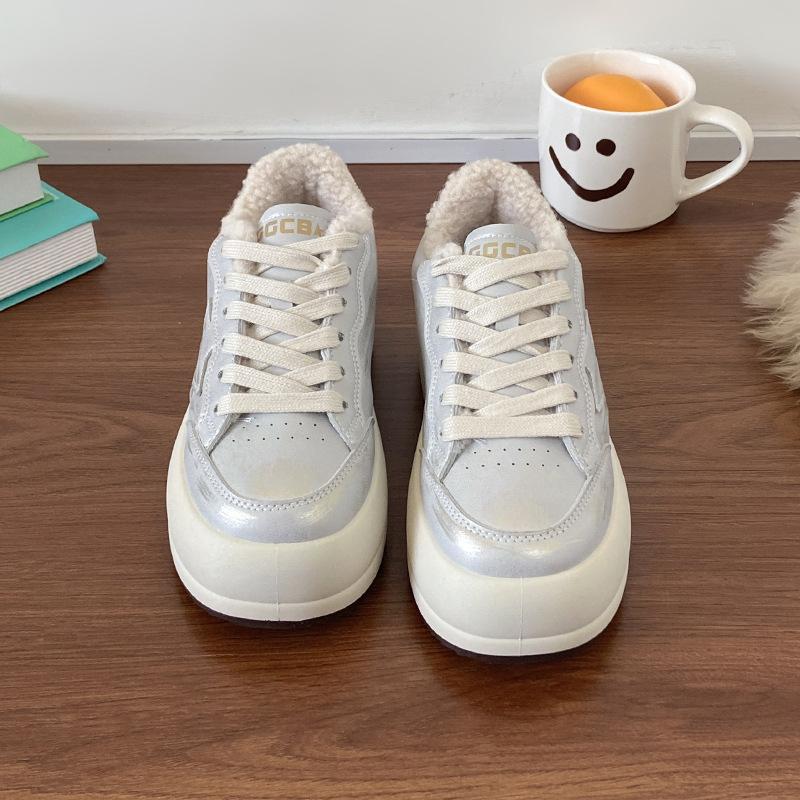 Fleece Star Little Dirty Shoes Women's 2025 New Winter Retro Old Thick-soled Fluffy Cotton Shoes Versatile Casual Board Shoes