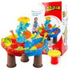Kids Sand Water Table Play Set, Outdoor/Indoor Sandbox Toy Beach Toys Tools, 4-in-1 Activity Table for Toddlers, Summer Backyard Beach Toy for Kids 3+