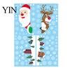Christmas Window Decals 4Pcs Santa Claus & Reindeer Static Clings with Snowflake, PVC Removable Decals, Cling Snowflakes Reusable Glass Stickers