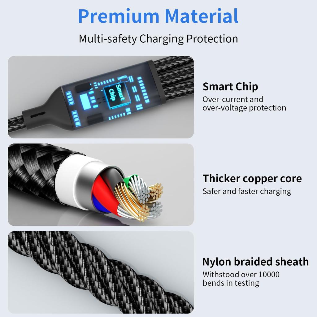 USB C Multi Charging Cable[4 ft] 3 in 1 Charging Cable, USB C Cable for iPad Pro, iPad Mini, MacBook Pro/Air/iPhone16 15 14 13