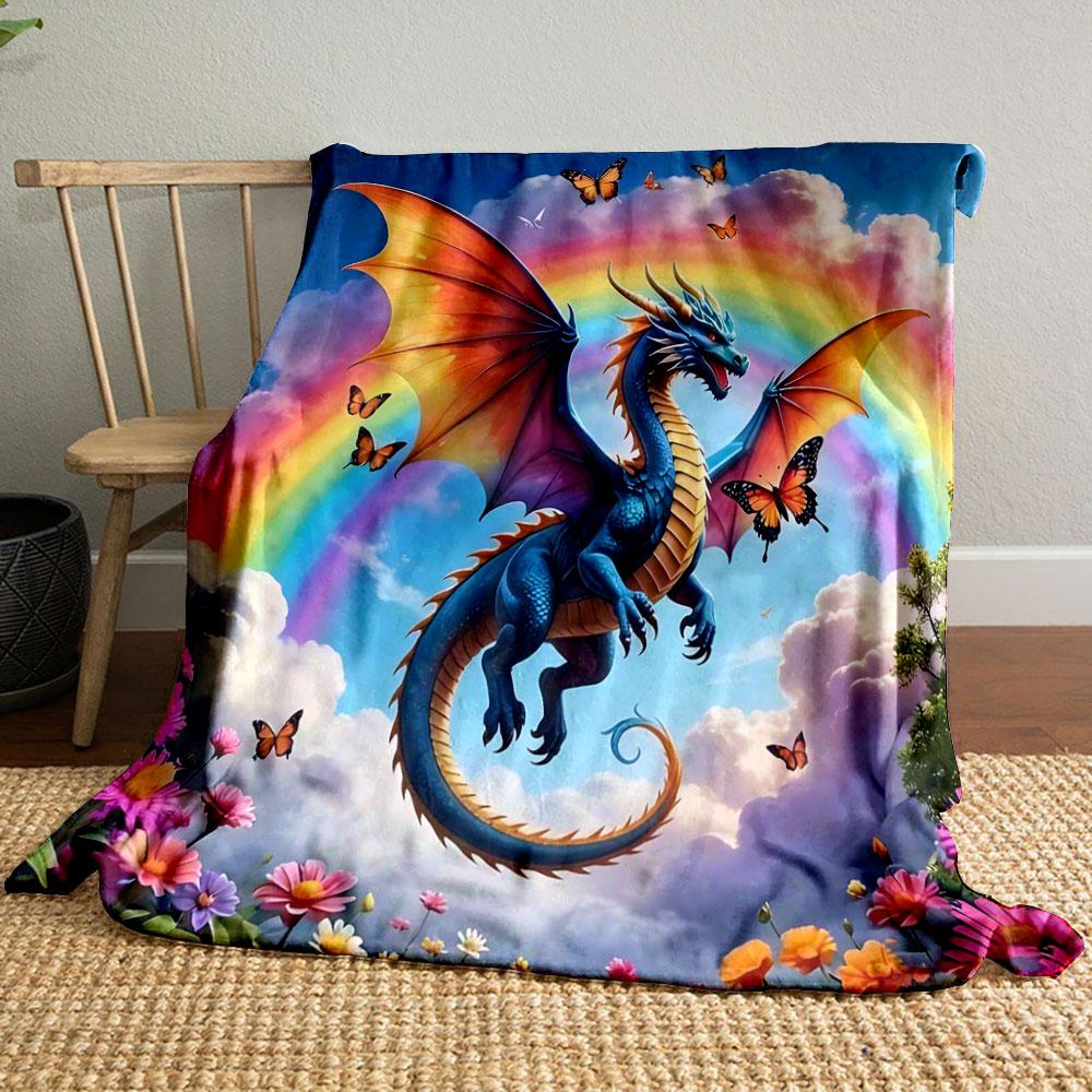 Dream Flying Dragon Print Warm Comfortable Blanket Home Travel Camping for Adults and Kids Multiple Size Options Available.