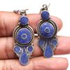 Nepali Tibetan Turquise Lapis Lazuli Gemstone Silver Jewelry Earring 1.5''